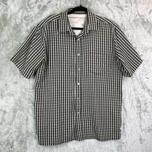 Eighty Eight Mens Button Down‎ Shirt Black Plaid Short Sleeve Cotton Size M